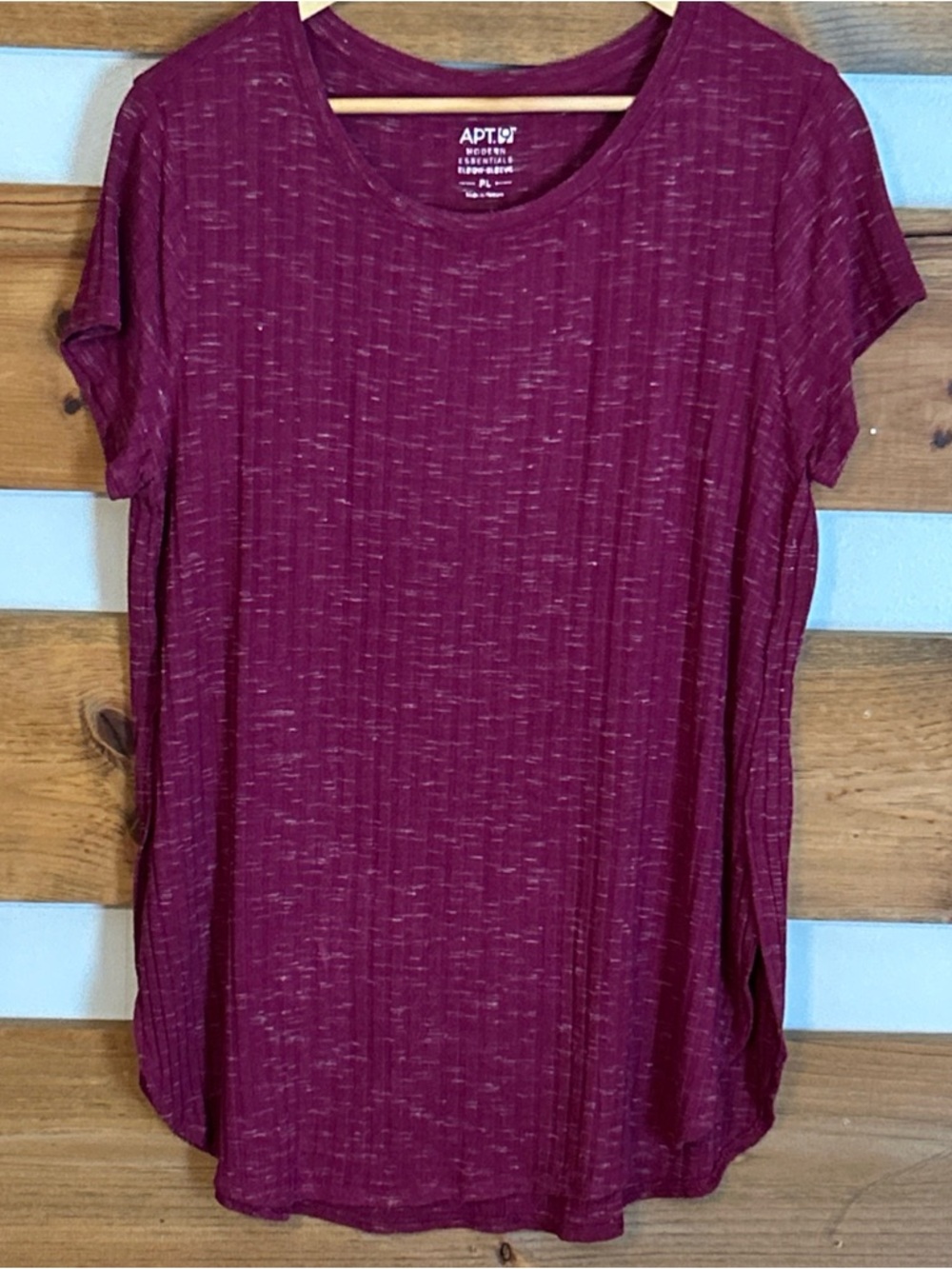 APT 9 Women's Burgundy Ripped Tunic Blouse Rounded Bottom Size Petite Large